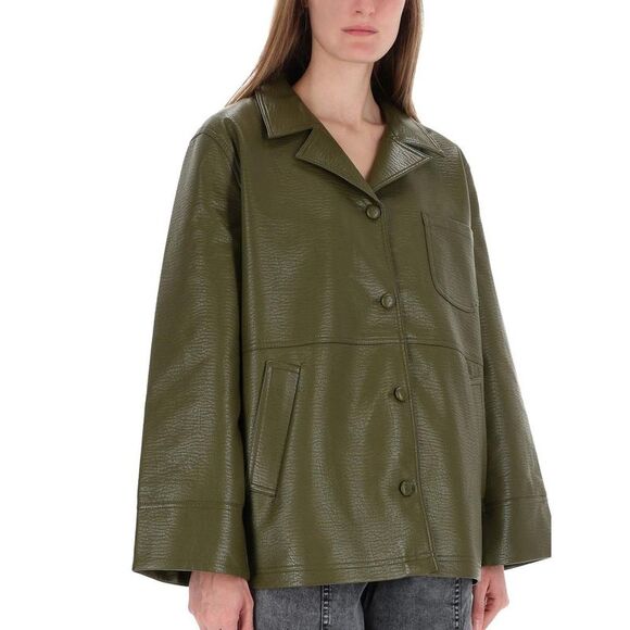 BAUM UND PFERDGARTEN Women's Green Faux Leather Jacket Women GREEN Coats & - Picture 4 of 4